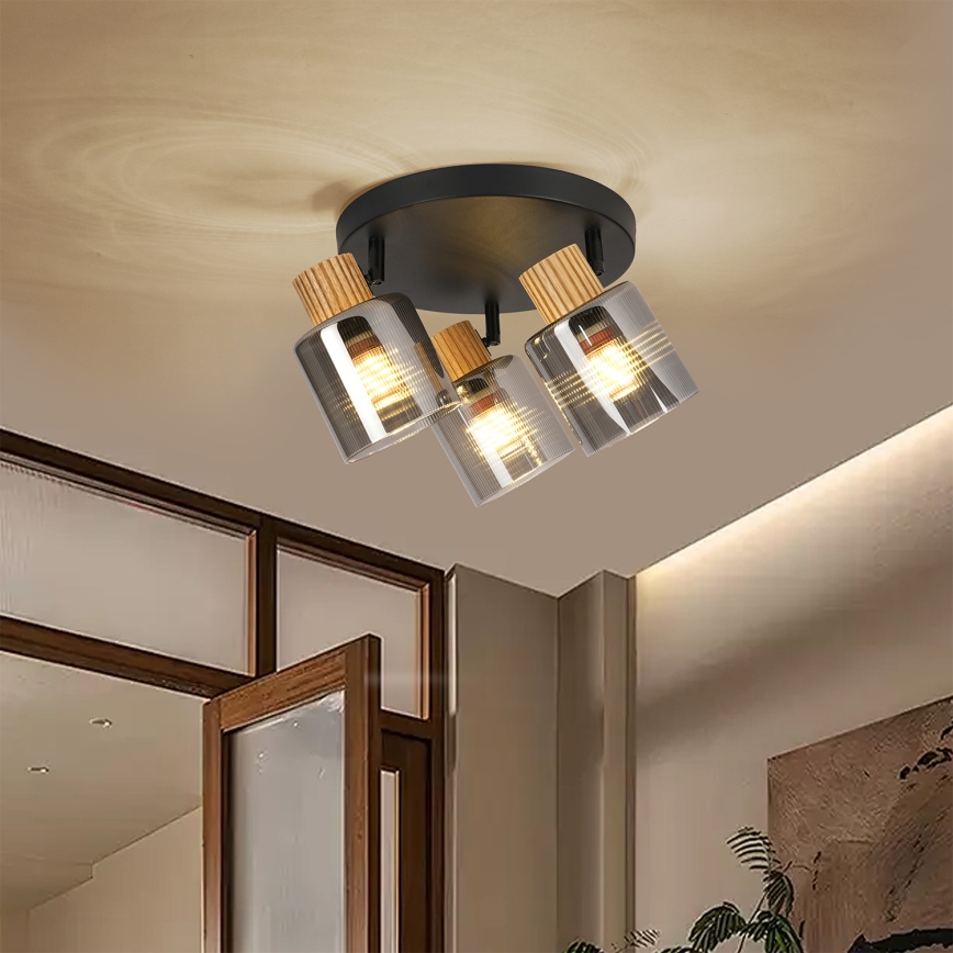 Brilagi - Spot orientable HYGGE 3xE14/15W/230V noir/fumé