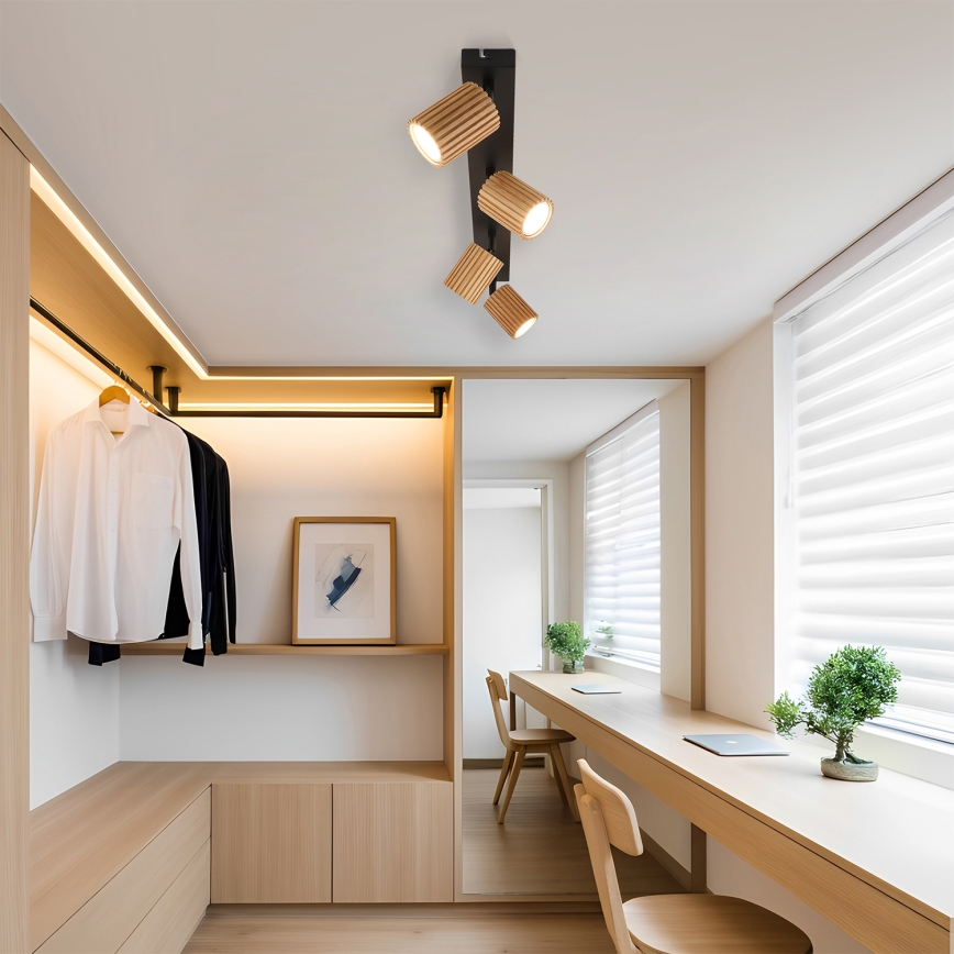 Brilagi - Spot orientable MODERN WOOD 4xGU10/8W/230V bois/noir