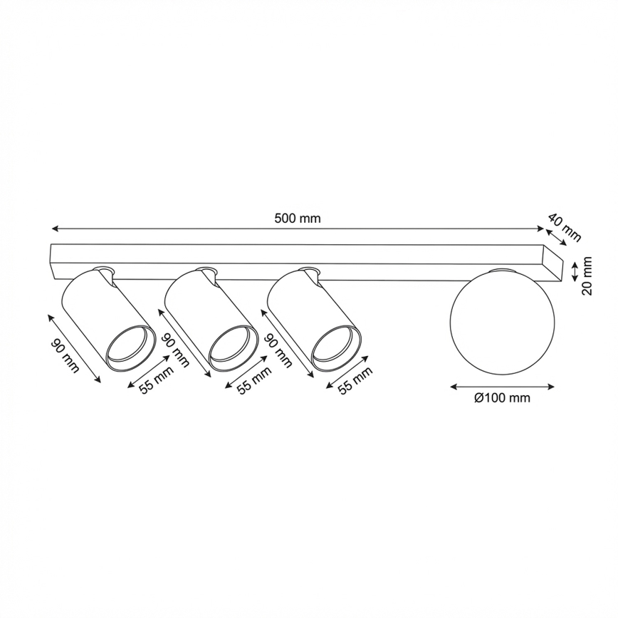 Brilagi - Spot orientable SELE BALL 3xGU10/30W/230V + 1xG9/10W noir