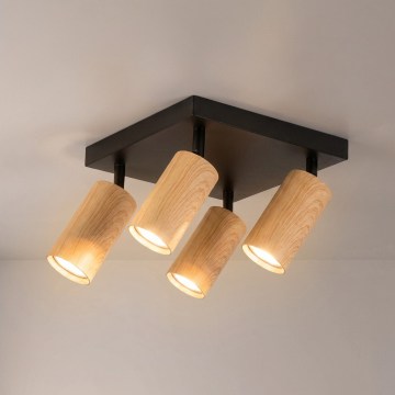 Brilagi - Spot orientable SELE SQUARE 4xGU10/30W/230V noir/décor chêne