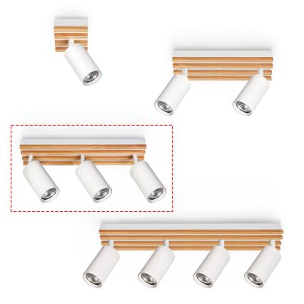 Brilagi - Spot orientable SELE WOOD ACOUSTIC 3xGU10/30W/230V blanc/bois