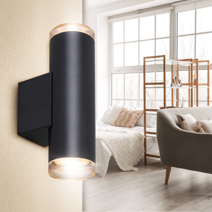 Brilagi - Applique murale spot pour salle de bains SELE AQUA 2xGU10/30W/230V IP44 noire