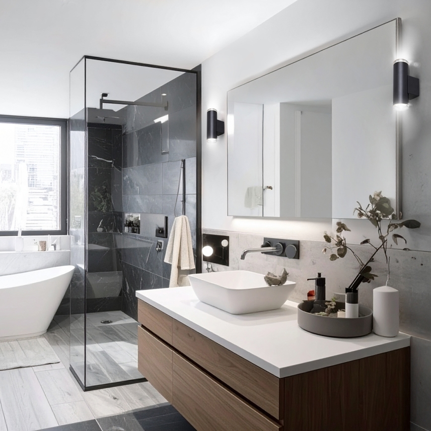 Brilagi - Applique murale spot pour salle de bains SELE AQUA 2xGU10/30W/230V IP44 noire