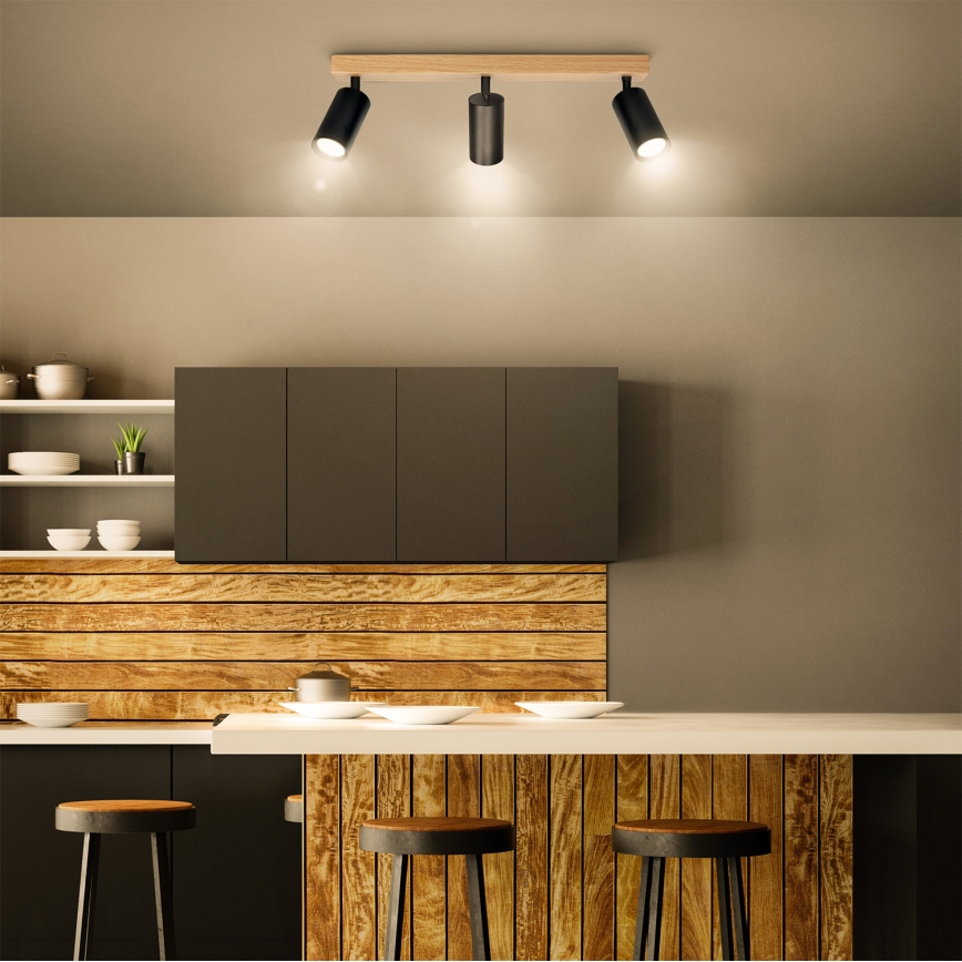 Brilagi - Spot SELE 3xGU10/30W/230V noir/décor chêne