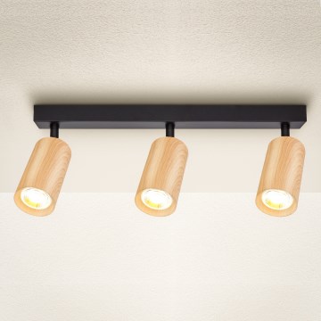 Brilagi - Spot SELE 3xGU10/30W/230V noir/décor en chêne