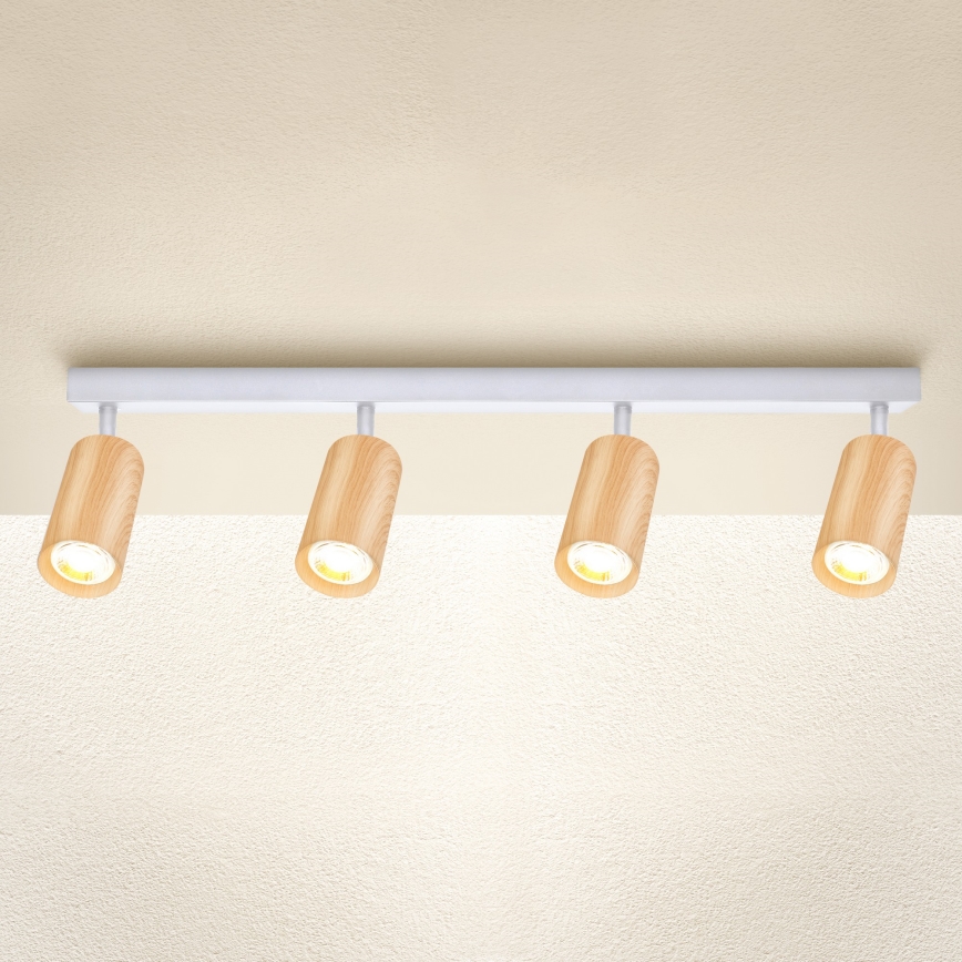 Brilagi - Spot SELE 4xGU10/30W/230V blanc/décor en chêne