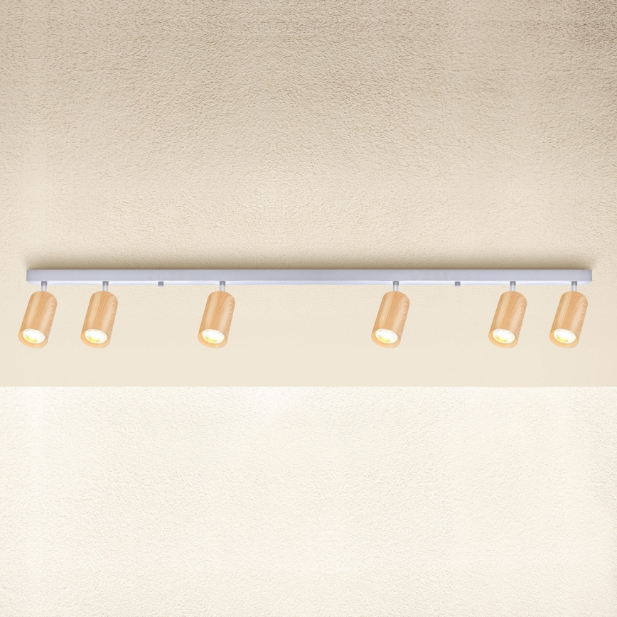 Brilagi - Spot SELE 6xGU10/30W/230V blanc/décor en chêne