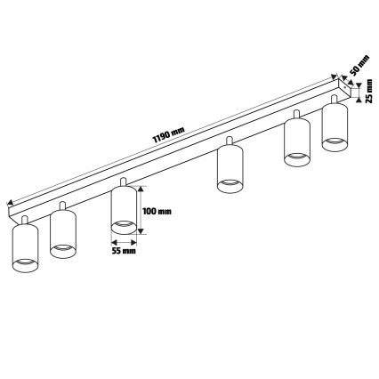 Brilagi - Spot SELE 6xGU10/30W/230V blanc/décor en chêne