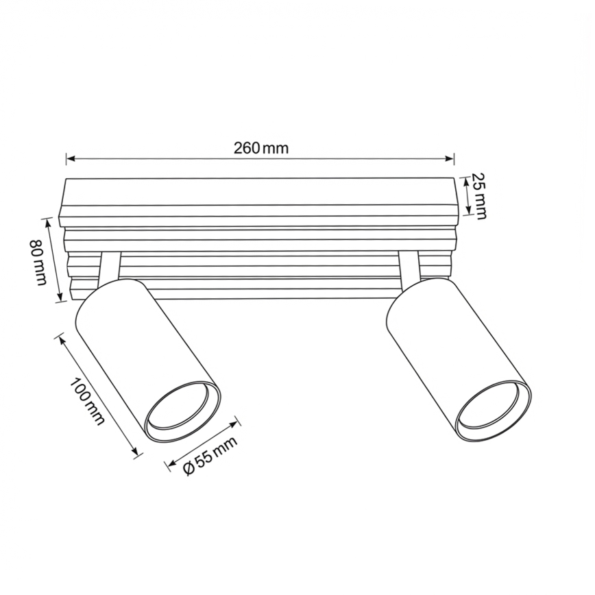 Brilagi - Spot SELE WOOD 2xGU10/30W/230V noir/bois