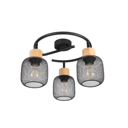 Brilagi - Spotleuchte BASKLITE 3xE27/15W/230V Gummibaumholz/schwarz