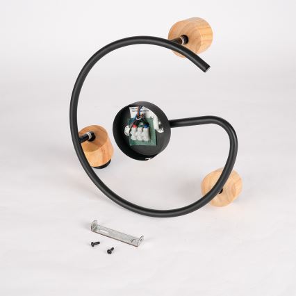 Brilagi - Spotleuchte BASKLITE 3xE27/15W/230V Gummibaumholz/schwarz