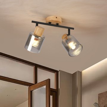 Brilagi - Spotleuchte HYGGE 2xE14/15W/230V Holz/rauchfarben