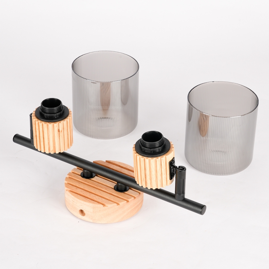 Brilagi - Spotleuchte HYGGE 2xE14/15W/230V Holz/rauchfarben