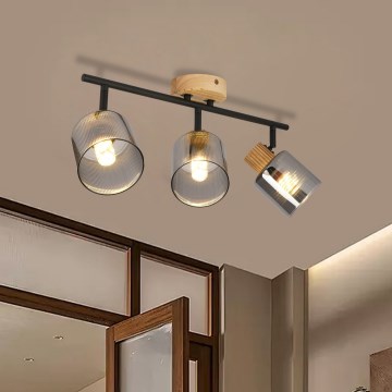 Brilagi - Spotleuchte HYGGE 3xE14/15W/230V Holz/rauchfarben