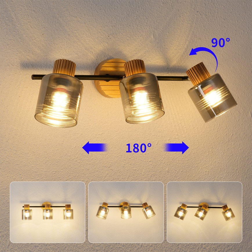Brilagi - Spotleuchte HYGGE 3xE14/15W/230V Holz/rauchfarben