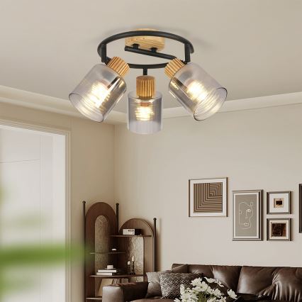 Brilagi - Spotleuchte HYGGE 3xE14/15W/230V Holz/rauchfarben