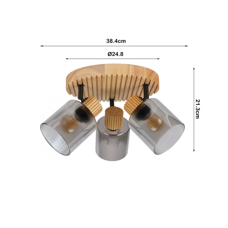 Brilagi - Spotleuchte HYGGE 3xE14/15W/230V Holz/rauchfarben