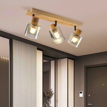 Brilagi - Spotleuchte HYGGE 3xE14/15W/230V Holz/rauchgrau