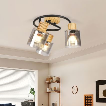 Brilagi - Spotleuchte HYGGE 3xE14/15W/230V Kautschukholz/rauchfarben