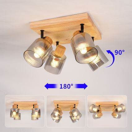 Brilagi - Spotleuchte HYGGE 4xE14/15W/230V Holz/rauchfarben