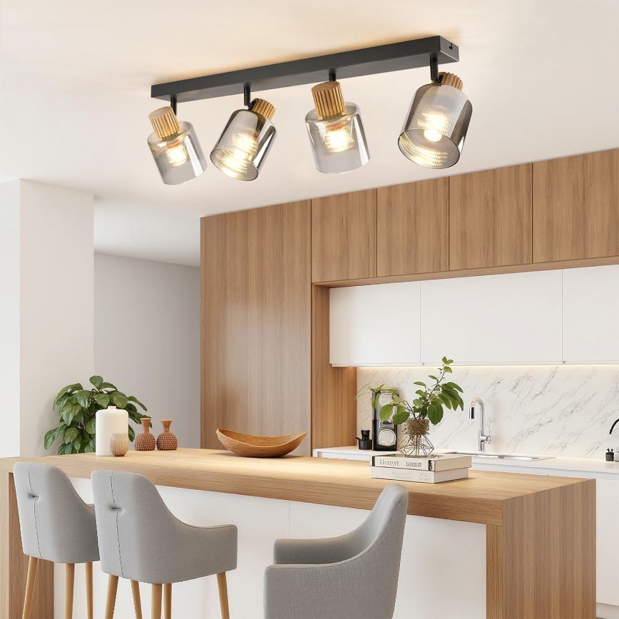 Brilagi - Spotleuchte HYGGE 4xE14/15W/230V schwarz/rauchfarben