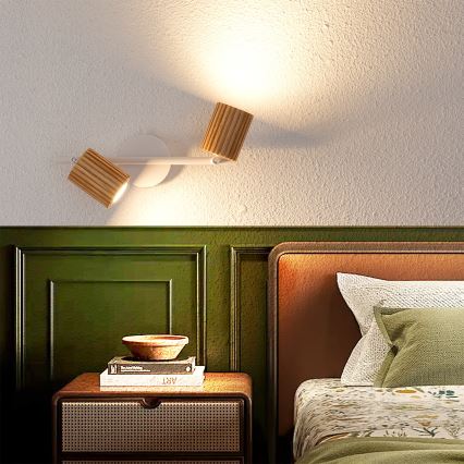 Brilagi - Spotleuchte MODERN WOOD 2xGU10/8W/230V Gummibaum/weiß