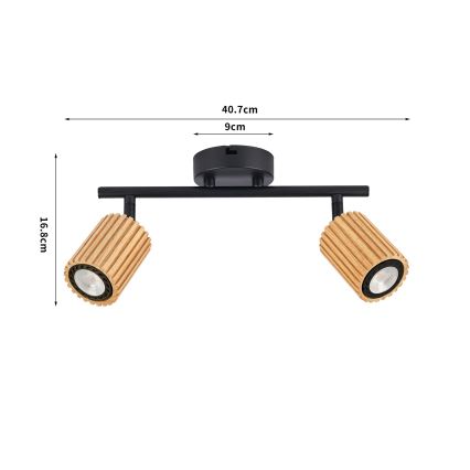 Brilagi - Spotleuchte MODERN WOOD 2xGU10/8W/230V Holz/Schwarz