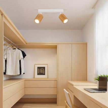 Brilagi - Spotleuchte MODERN WOOD 2xGU10/8W/230V Holz/weiß