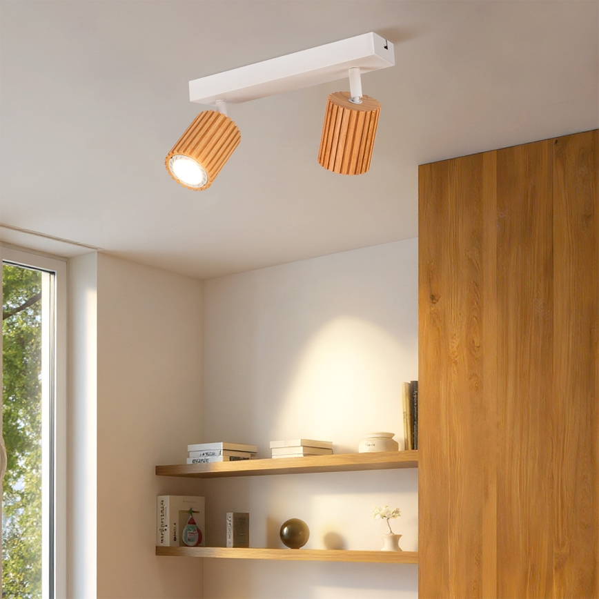 Brilagi - Spotleuchte MODERN WOOD 2xGU10/8W/230V Holz/weiß