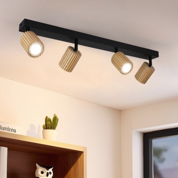 Brilagi - Spotleuchte MODERN WOOD 4xGU10/8W/230V Holz/Schwarz
