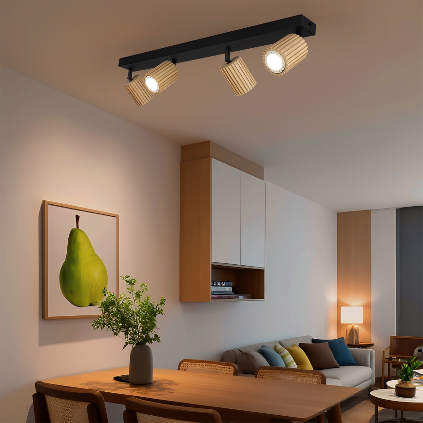 Brilagi - Spotleuchte MODERN WOOD 4xGU10/8W/230V Holz/Schwarz