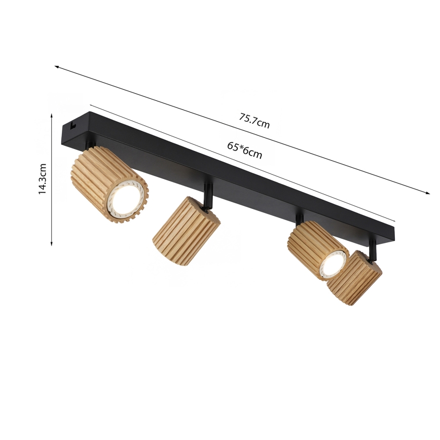 Brilagi - Spotleuchte MODERN WOOD 4xGU10/8W/230V Holz/Schwarz