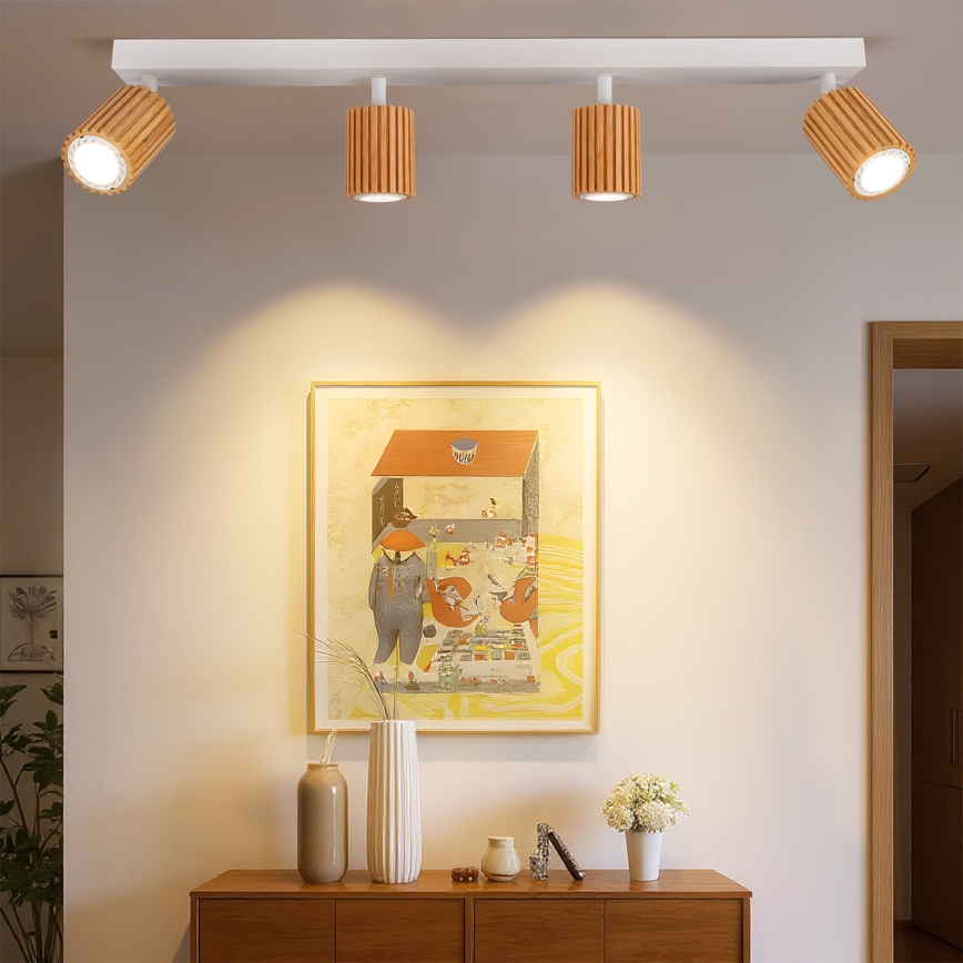 Brilagi - Spotleuchte MODERN WOOD 4xGU10/8W/230V Holz/Weiß