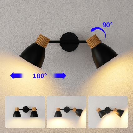 Brilagi - Spotleuchte ODENSE 2xE14/10W/230V Gummibaumholz/schwarz