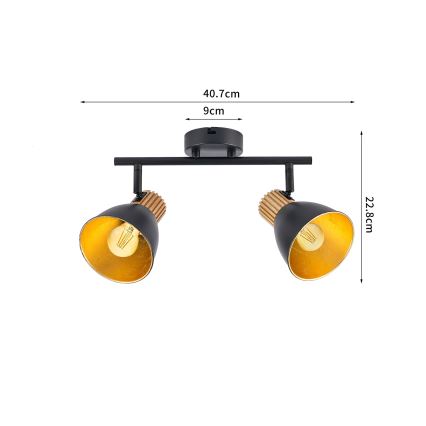 Brilagi - Spotleuchte ODENSE 2xE14/10W/230V Holz/Schwarz