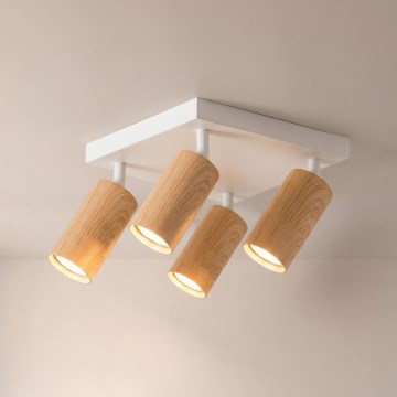 Brilagi - Spotleuchte SELE SQUARE 4xGU10/30W/230V weiß/Eichen-Dekor
