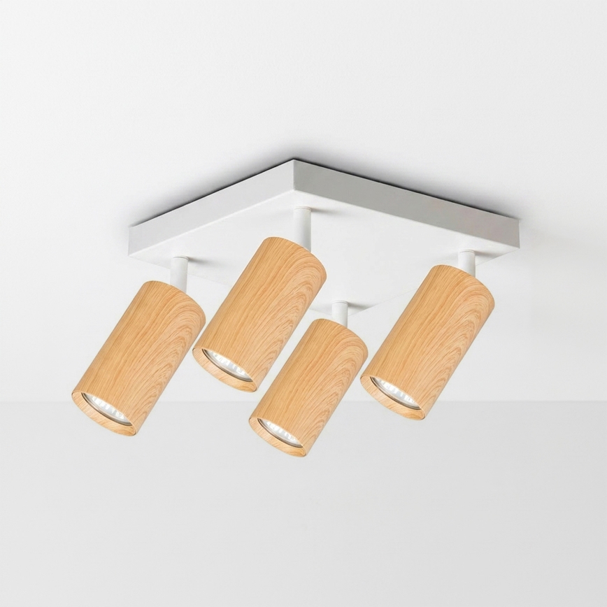 Brilagi - Spotleuchte SELE SQUARE 4xGU10/30W/230V weiß/Eichen-Dekor