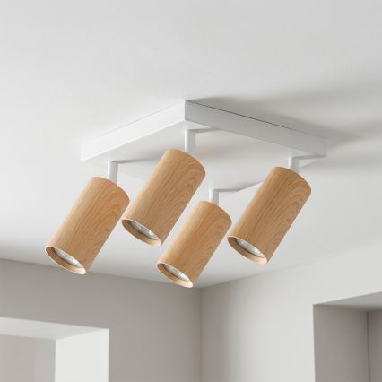 Brilagi - Spotleuchte SELE SQUARE 4xGU10/30W/230V weiß/Eichen-Dekor