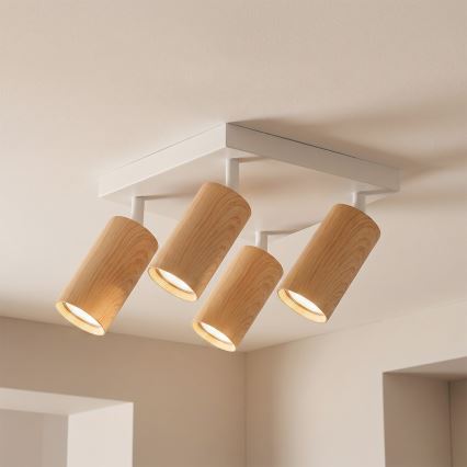 Brilagi - Spotleuchte SELE SQUARE 4xGU10/30W/230V weiß/Eichen-Dekor