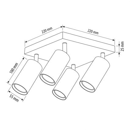 Brilagi - Spotleuchte SELE SQUARE 4xGU10/30W/230V weiß/Eichen-Dekor