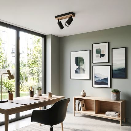 Brilagi - Spotleuchte SELE WOOD 2xGU10/30W/230V schwarz/holz