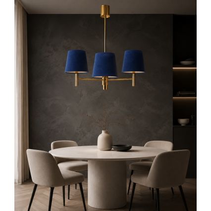 Brilagi - Stangen-Pendelleuchte MONTE 3xE27/60W/230V blau/gold
