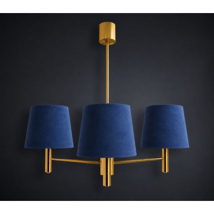 Brilagi - Stangen-Pendelleuchte MONTE 3xE27/60W/230V blau/gold