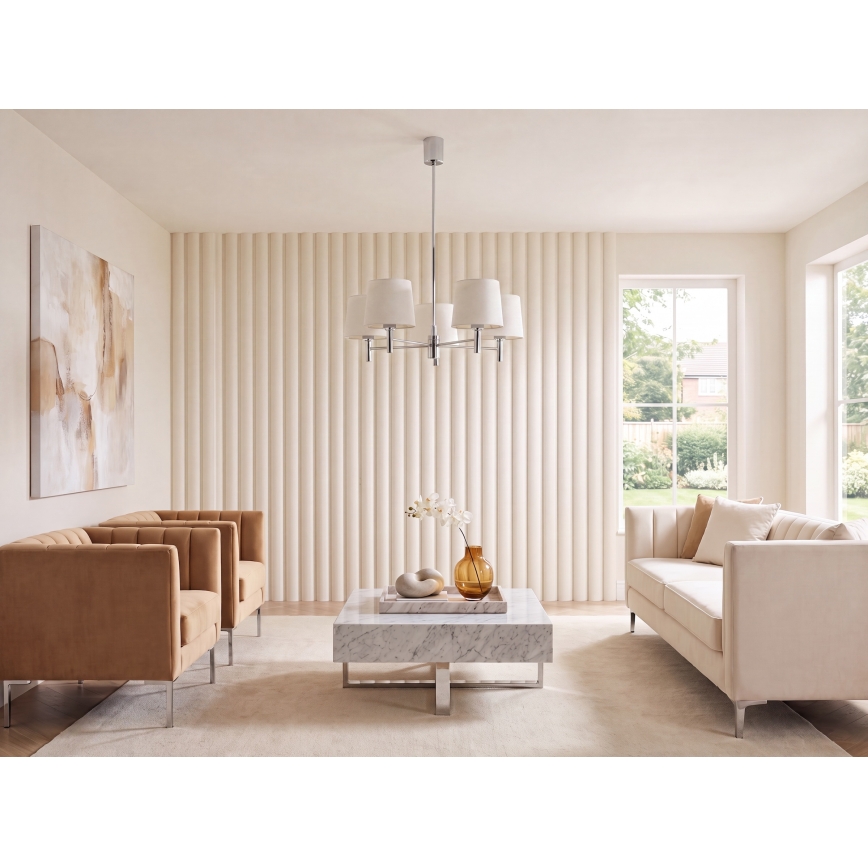 BRILAGI - Stangen-Pendelleuchte MONTE 5xE27/60W/230V creme/hochglanzchrom