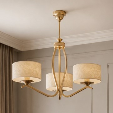 Brilagi - Stangenleuchte SAPHIRE 3xE27/15W/230V Ø 66 cm creme/gold/patina