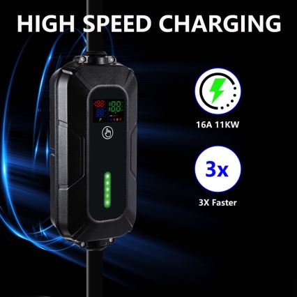Brilagi - Station de charge de voyage pour voiture électrique FAST AC Type 2 16A/380V 11kW + prise 230V, 3,7kW 5m + étui