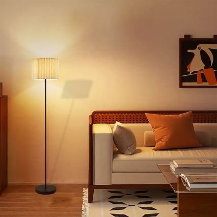 Brilagi - Stehlampe NORDIC WAVE 1xE27/15W/230V Leinen/Schwarz