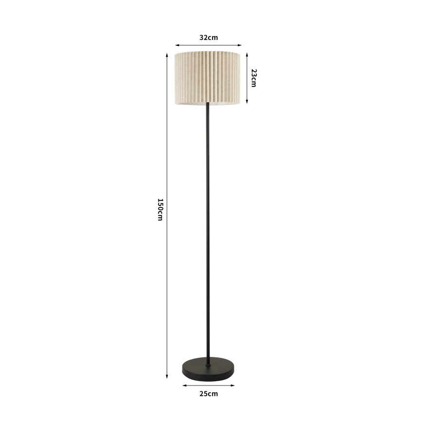 Brilagi - Stehlampe NORDIC WAVE 1xE27/15W/230V Leinen/Schwarz
