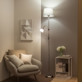Brilagi - Stehleuchte CERIA 1xE27/100W/230V + 1xE14/25W mattchrom/grau
