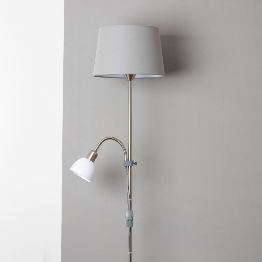 Brilagi - Stehleuchte CERIA 1xE27/100W/230V + 1xE14/25W mattchrom/grau